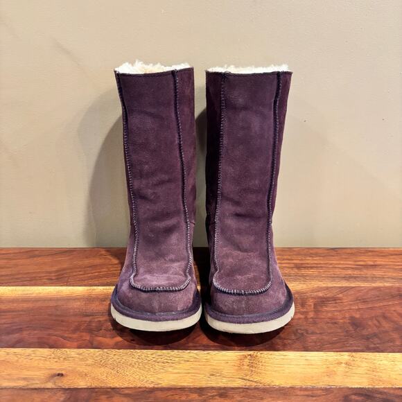 Ugg Moc Toe Tall Suede Shearling Lined Winter Warm Boot, Purple, Women’s US 7 - Picture 2 of 6